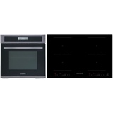 Backofen Herd Kochfeld Herdset Induktion Black Steel 2 Flexzonen Slider Respekta