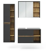 Vicco Badmöbel-Set Viola Anthrazit Eiche modern Badezimmerschrank Waschtischunterschrank Spiegelschrank Schranktür Schrankfach Ablage Aufbewahrung