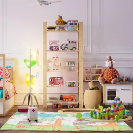 Relaxdays Spielmatte Tiere, faltbar, schadstofffrei, abwaschbar, 195x175 cm, Xpe-schaumstoff, Spielteppich Kinder, bunt