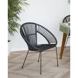 Esszimmerstuhl Rattan Schwarz SARITA