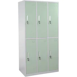 Mendler Schließfach Boston T829, Schließfachschrank Wertfachschrank Spind, Metall 6 Fächer ~ grün