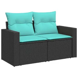 vidaXL Sofa Set 7 Pcs Polyrattan und Stahl blau/schwarz