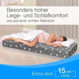 eloneo Klappmatratze, Gästematratze, 90x200x15 cm, Sterne Grau