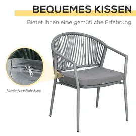 Outsunny Rattan Bistroset 3-tlg. Grau