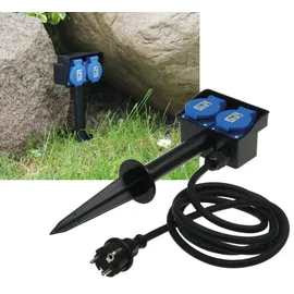 ChiliTec Gartensteckdose 10 m Schwarz 2 St.