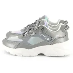 HUGO für Mädchen. G00307 Schillernde graue Turnschuhe (36), Wohnung, Schnürsenkel, Lässig, Kinderbekleidung