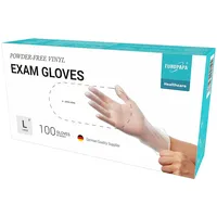 EUROPAPA Einweghandschuhe 100x Vinylhandschuhe Einweghandschuhe (Untersuchungshandschuhe Einmalhandschuhe) latexfrei puderfrei Vinyl Handschuhe weiß