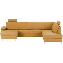 meinSofa Wohnlandschaft mit Sitz- und Rückenbezug aus Leder Kathi , orange , Maße (cm): B: 309 H: 86 T: 235