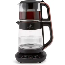 KARACA Çaysever 3-in-1 Glas-Teemaschine, Wasserkocher mit 1700W, Rosegold