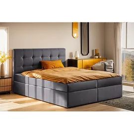 kaiser möbel Boxbett, Dunkelgrau, 200x200 cm Schlafzimmer, Betten, Boxspringbetten