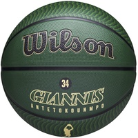 Wilson Basketball, NBA Player Icon Outdoor, Giannis Antetokounmpo, Milwauke Bucks, Outdoor und Indoor, Größe: 7, Grün/Beige