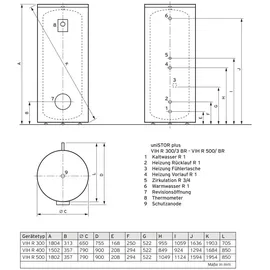 Vaillant uniSTOR plus VIH R 500/3 BR Ww-speicher 490 rund, stehend