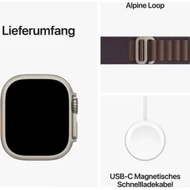 Apple Watch Ultra 2 GPS + Cellular 49 mm Titangehäuse natur, Alpine Loop indigo S