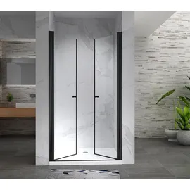 iflair i-flair Duschtür Pendeltür Nischentür Duschabtrennung aus durchsichtigem 6 mm Sicherheitsglas mit Schwarzen Profilen Breite: 100-104 cm - Höhe: 180 cm,