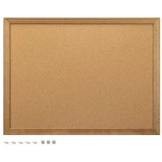 Navaris magnetische Kork Pinnwand 60 x 45 cm - Memoboard Magnetwand Korkwand Korkbrett mit Holzrahmen - inkl. Montagematerial Reißzwecken Magnet Set