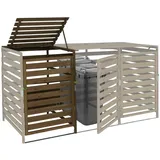 Mendler XL 1er-/2er-Mülltonnenverkleidung Erweiterung HWC-H62, Mülltonnenbox, 114x67x97cm Massiv-Holz - dunkelbraun