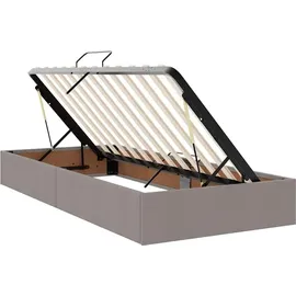 vidaXL Bett mit Stauraum und LED mit Kopfteil Taupe 90 x 190 cm Stoff
