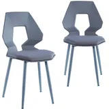 Trisens 2er 4er Set Design Stühle Esszimmerstühle Küchenstühle Wohnzimmerstuhl Bürostuhl Kunststoff, Farbe:Grau/Grau, Menge:2 St.