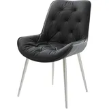 DELIFE Polsterstuhl Taimi-Flex, 4-Fuß konisch Edelstahl Echt-Leder Schwarz schwarz 57 cm x 85 cm x 62 cm