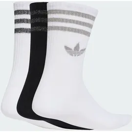adidas 3-Streifen Glitzer Crew Socken 3er Pack Weiß/Silber 37-39