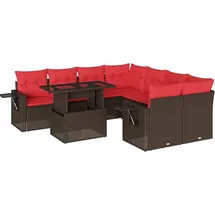 vidaXL Gartensofa-Set mit Kissen, braun, Polyrattan