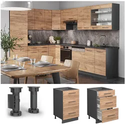 Vicco Schubunterschrank Küchenschrank Küchenmöbel Fame-Line Anthrazit Eiche modern 50 cm Küche Einbauküche Drehtür Blende Küchenzeile