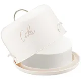 Navaris Kuchen Transportbox Tortenplatte Ø 25cm - Kuchenplatte Kuchenglocke mit Haltegriff - Tortenbehälter rund - Kuchenbehälter mit Deckel - Tortenbutler in Crème