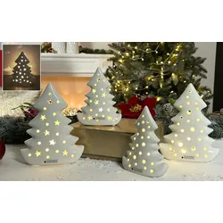 Weihnachtsbaum Alberi mit Kugeln LED 14cm cremeweiß