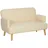 Homcom 2 Sitzer Sofa, Kleine Couch mit Samtoptik, Holzbeine, Dicke Gepolsterter Polstersofa mit Armlehne für Wohnzimmer, Schlafzimmer, 130 x 74B x 79H cm-Cremeweiß | Gr.: onesize