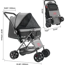 Vevor Hundebuggy 20 kg Tragkraft Schwarz