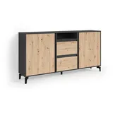 byLIVING Blackwood Serie/TV-Board, Sideboard Anthrazit, mit Absetzung in Artisan Eiche (Sideboard)