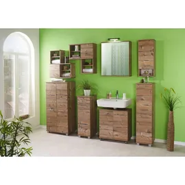 Schildmeyer Waschbeckenunterschrank Isola 60 x 63,5 x 32,5 cm Braun/Silber