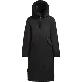 khujo Damen Wintermantel warmer Parka mit weichem Teddyfleece an der Kapuze, Taillenzugband und magnetischer Abdeckleiste Agneta-YM Black Gr. XS - XS