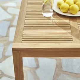 Tikamoon Teo - Gartenmöbel Set aus massivem Teak und orangefarbenem Metall 4 Stühle