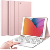 Fintie Tastatur Hülle für iPad (9. / 8. und 7. Generation - 2021/2020/2019), iPad 10.2 Hülle mit Tastatur, Deutscher Tastatur mit Touchpad Magne... - Gold