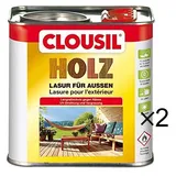 CLOUsil Holzlasur Holzschutzlasur für außen edelgrau hell Nr. 25, 2×2.5L: Wetterschutz, UV-Schutz, Nässeschutz und Schimmel für alle Holzarten - in verschiedenen Farben