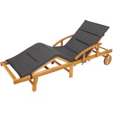 HOBBYGARDEN Auflagen für Deckchair, Kissen für Liegenauflage, Gartenliege Auflage, Polsterauflage für Sonnenliege, Produktabmessung: 185x56x4 cm, Schwarz