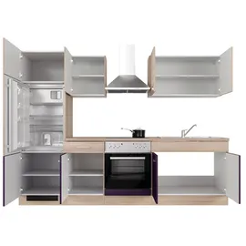 Flex-Well Küche »Portland«, wahlw. mit E-Geräten, Breite 270 cm, Arbeitsplatte mit High Pressure Laminate (HPL) - lila
