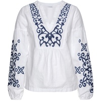 LASCANA Langarmbluse Damen weiß-blau Gr.38
