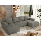 MKS Meble Sofa mit Schlaffunktion - Ecksofa mit Schlaffunktion und Bettkasten - Sofa 5 Sitzer - Schlafsofa - Couch - Schlafsofa mit Bettkasten - Tr... - Grau