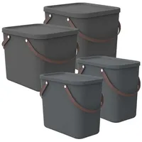 Rotho Aufbewahrungsbox 4er-Set Aufbewahrungsbox 2x40l +2x25l (Aufbewahrungssystem, 4tlg) grau