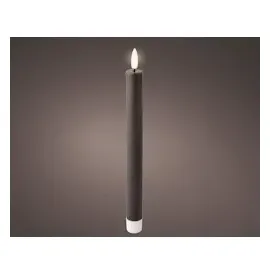 Lumineo LED Stabkerze 24,5 x 2,2 cm grau 2 St.