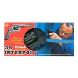 Schrödel J.G. Interpol 38: Spielzeugpistole mit Schalldämpfer für Zündplättchen-Munition, in Box, 12 Schuss, passend zum Faschings-Kostüm, 23 cm, schwarz/braun (202 0038)