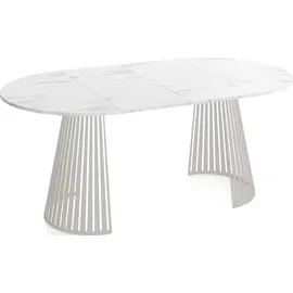 WFL GROUP Esstisch Ø 120 cm marmor weiß