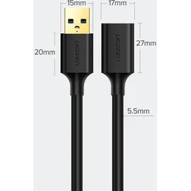 UGREEN USB 3.0 Verlängerungskabel, 50 cm, schwarz