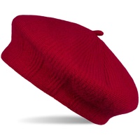 styleBREAKER Baskenmütze (1-St) Feinstrick Baskenmütze mit Streifen Muster rot