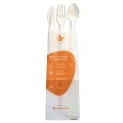 Ekoe Plastic Free Solutions Ekoe Tris kompostierbares Einwegbesteck in Mater-Bi