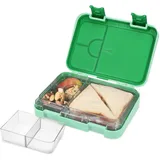 Navaris Bento Box Lunch Box Brotdose Vesperbox - auslaufsicher mit variablen Fächern - herausnehmbare Innenschale - Brotdose - grün