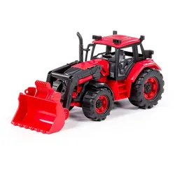 Polesie Spielzeug Traktor Radlader 91864 Frontlader, Schwungantrieb, Trecker rot