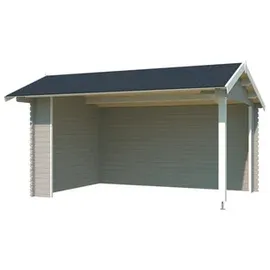 Lasita Maja Gartenhaus San Diego«, Unterstand / Lounge 34mm, Fundamentmass 4250x3000, Lichtgrau, grau